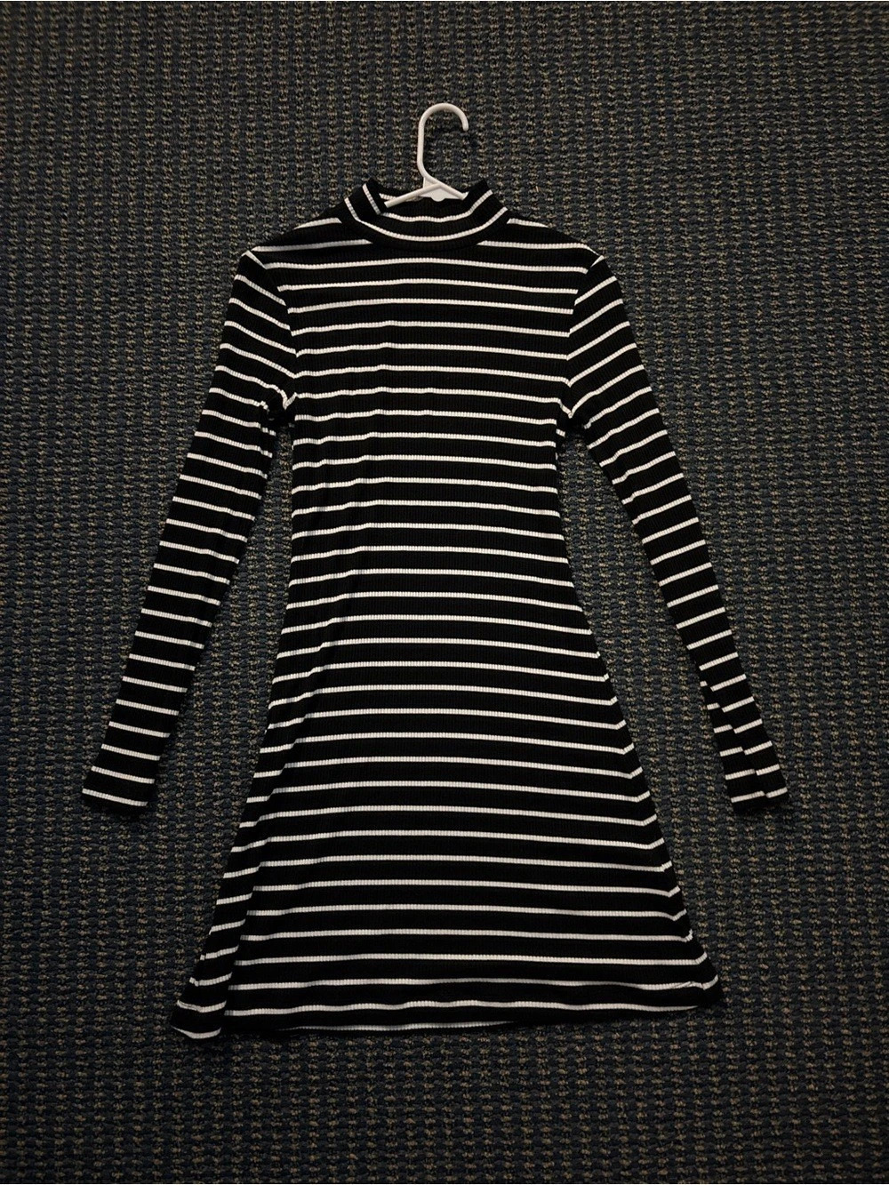 Striped Mini Dress in Black & White Like New